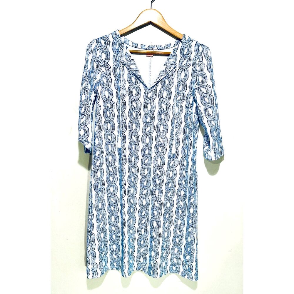 Persifor dress USA made midi dress coastal blue summer core rope beach women M